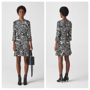 Whistles Flippy 3/4 Sleeve Dress in Zebra Print, Size 4 NWOT